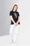 Women Crew Neck Short Sleeves Brand Logo T-Shirt, Black - 2