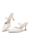 Women's White Detailed Heeled Shoes - 6