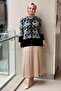 Pearl Buttoned Rose Patterned Knitwear Cardigan - 3