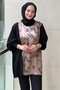Satin Knitwear Combined Patterned Tunic - 3