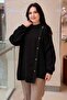 Asymmetrical Button Detailed Patterned Knitwear Tunic - 2