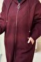 Hooded V Stone Embroidered Zippered Coat - 4