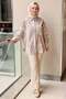 Shawl Pattern Embroidered Striped Cotton Shirt - 3