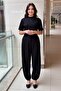 Pleated Loose Pants with Elasticated Cuffs