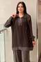Fuat Gürşen Fabric Mix Square Patterned Half-Zip Tunic Trousers Set - 3