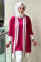 Knitwear Rib Detail Belted Inner Outer Double Set