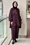 Ruffle Detailed Mixed Fabric Patterned Tunic Trouser Set - 2