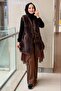 Chiffon Inner Layer, Stone Embroidered Plush Vest, Knitwear Pants Set - 2