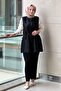 Self-Patterned Vest and Trouser Set with Waist Stopper
