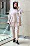 Mixed Fabric Piece Patterned Tunic Pants Set - 3