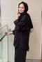 Self-Patterned Gathered Collar Tunic Pants Set - 4