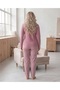 Women's Winter Plus Size Curve Embroidered Patterned Collar Buttoned Long Sleeve Pajama Set - 2