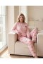 Women's Winter Plus Size Embroidered Patterned Collar Buttoned Long Sleeve Pajama Set - 2
