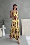 Backless Decollete Clothed Dress with Rope Straps De Patterned - 6