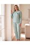Women's Winter Plus Size Curve Embroidered Patterned Collar Buttoned Long Sleeve Pajama Set - 2