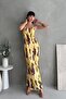 Backless Decollete Clothed Dress with Rope Straps De Patterned - 2
