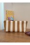 Beige Striped Linen Fabric Pencil Case - Makeup Bag - Pencil Case - 7