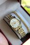 Women's Wrist Watch - Gold Color Stainless with Engagement and Jubilee Cord Bracelet Gift - 3