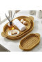 Interlocking Set of 3 Oval Plastic Rattan Trays – Wicker Look Multi-Purpose Serving and Presentation Tray - 2