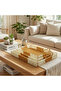 Interlocking Set of 3 Rectangular Plastic Rattan Trays – Multi-Purpose Set with Dual Color Wicker Look
