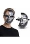 Antique Effect Silver Half Face Plastic Party Mask - 3