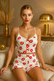 Lip Patterned Shorts Pajama Set - 2