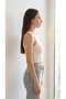 3-Piece Women's Ribbed Short Crop Undershirt (White) Stretchy Cotton Daily Flexible - 4