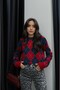 Navy Blue Red Haley Diamond Patterned Sweater