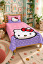 Hearted Polka Dot Cute Children's Pique Set - Linear Cat Modern Lilac Pink Quilted Bedspread - 3