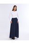 Women's Navy Blue Crepe Mother's Skirt with Elastic Waist - 5
