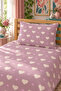 Hearted Romantic Cute Powder Youthful Pique Set - Love Themed Modern Plum Cream Quilted Bedspread - 2
