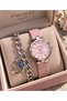 Mini Case, Pink Color Leather Cord, Women's Wrist Watch + Bracelet - 4