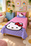 Hearted Polka Dot Cute Children's Pique Set - Linear Cat Modern Lilac Pink Quilted Bedspread - 6