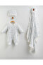 Safari Patterned Baby Set - Romper, Beanie and Ruffle Detailed Blanket Set 100% Cotton 3-Piece Set - 2