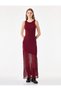 Slim Fit Tulle Detailed Viscose Sleeveless Crew Neck Long Knitwear Dress