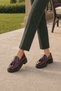 Burgundy Patent Leather Genuine Leather Tasseled Women's Loafer Shoes - 4