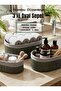Bamboo trimmed wooden base oval 3 size gray organizer basket with fabric interior - 2