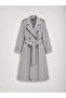 Gray Belted New Season Lined Premium Quality Women's Cashmere Coat