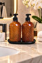 Viola Liquid Soap Dispenser 2Nd Generation Stand / Amber-Black Base • Glass Soap Dispenser Kitchen Bathroom Countertop Glass Soap Dispenser Liquid Soap Dispenser Soap Pump Kitchen Liquid Soap Dispenser Glass Detergent Dispenser Decorative Soap Dispenser - 4