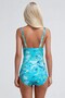 Ariel Colorful Patterned V-Neck Swimsuit Turquoise - 2