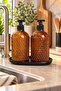 Viola Liquid Soap Dispenser 2Nd Generation Stand / Amber-Black Base • Glass Soap Dispenser Kitchen Bathroom Countertop Glass Soap Dispenser Liquid Soap Dispenser Soap Pump Kitchen Liquid Soap Dispenser Glass Detergent Dispenser Decorative Soap Dispenser - 5