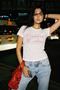 Crep Women's Goddess Spirit Stone Printed T-Shirt Crew Neck Short Sleeve Slim Fit Cotton Ribbed Ecru - 5