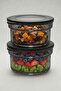 4 Pieces Black Pearl Vacuum Lid Glass Storage Container - Glass Breakfast Set - 6
