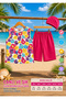 Girls' Red Floral Print Swimsuit Set - Tank Top, Shorts, and Cap - 2