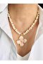 Heart Pearl Flower Pendant Necklace 45 cm