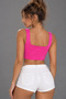 Women's Pink Knitwear Crop Tank Top Be320 - 2