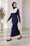 Women's Polo Collar Tricot Dress with Ruffle Detail - 5