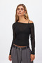 Crepe women's boat neck long sleeve basic blouse - lightweight, soft, and stretchy fabric - 4