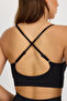 Seamless Bra - Forme |   Black Laser Cut Seamless Women's Sports Bralette with Gathering Pads - 2