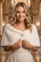 Short Fur Etol Bridal Bolero Fur Bolero Bridal Shawl Bridal Fur Shoulder Shawl Evening Dress Shawl Off-White - 8